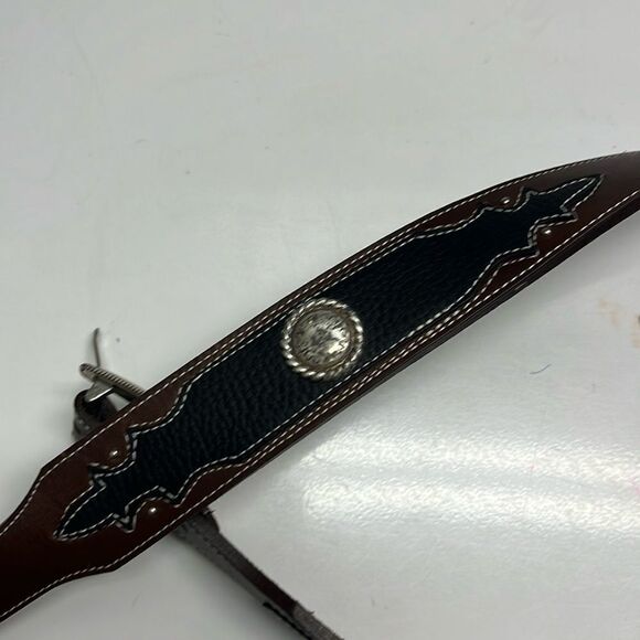Genuine Top Grain Leather Brown Cowboy Western Stitching Silver Hardware 45/2XL - Picture 12 of 16
